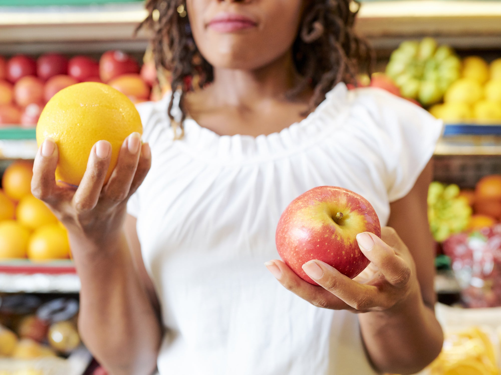 choosing food in a supermarket