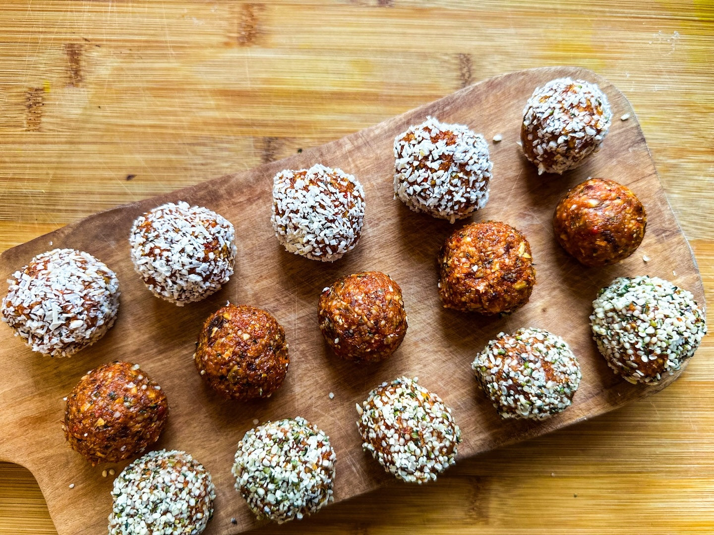 over head shot of skin glow goji & lemon energy balls - a recipe by gems wholesome kitchen